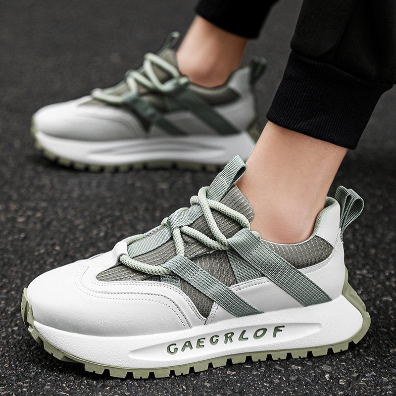 Casual Patchwork Leather Height-Increasing Chunky Sneakers