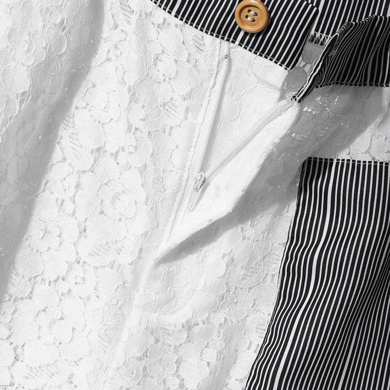 Lace Striped Patchwork Casual Shorts