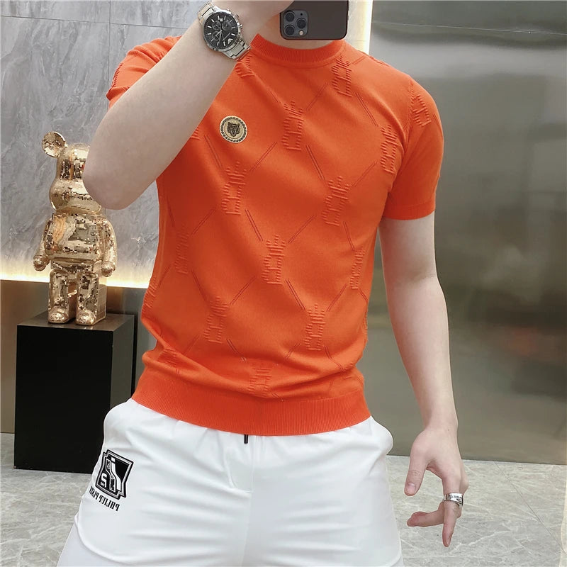 Tiger Patch Solid Letter Jacquard T-Shirt