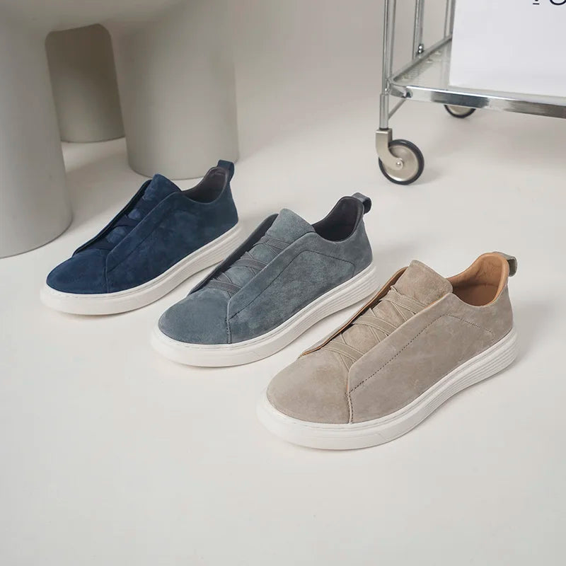 Cross-Tie Slip-On Suede Sneakers