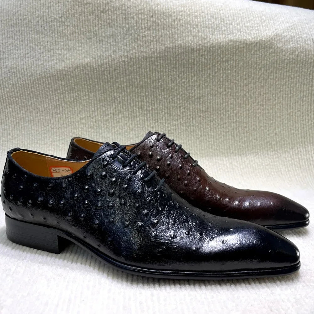 Luxury Ostrich Texture Leather Oxford Shoes