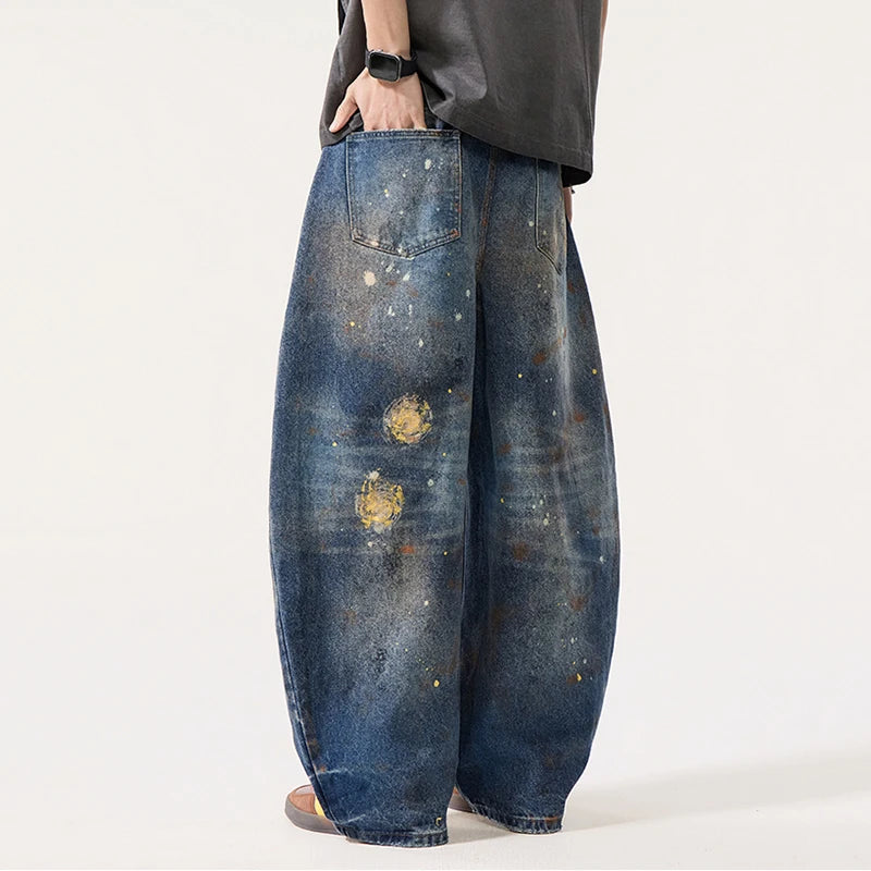 Ink Splash Graffiti Barrel Jeans
