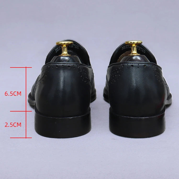 Tassel Hollow Dots Leather Wingtip Loafers