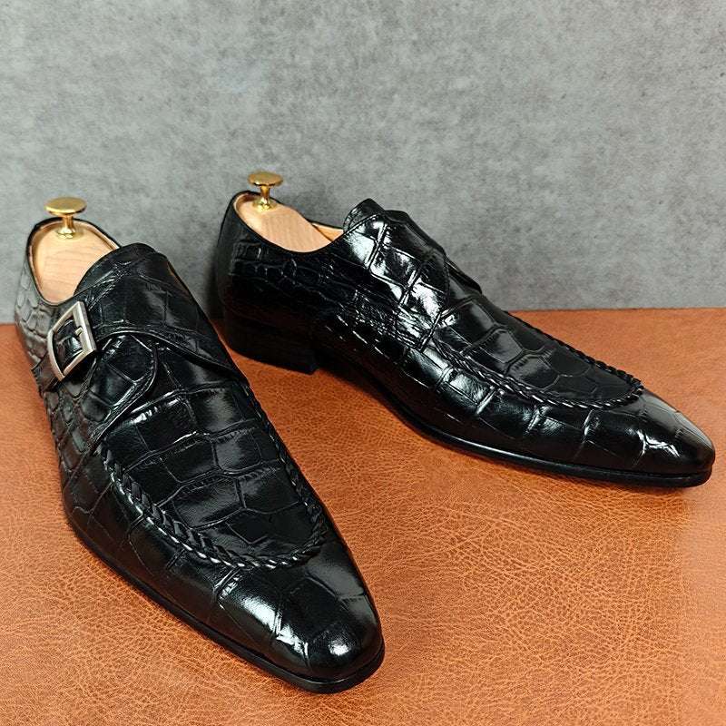 Black Crocodile Print Dress Shoes