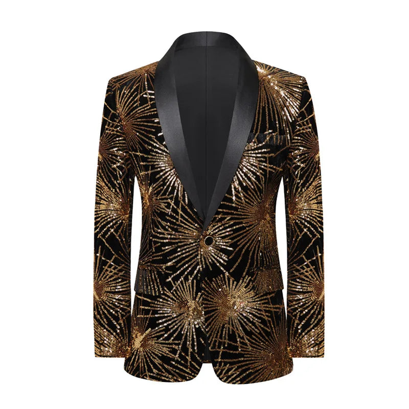 Black and White Fireworks Sequins Blazer