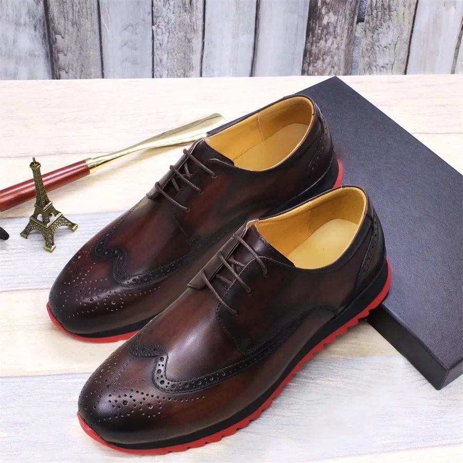 Wingtip Leather Brogue Style Sneakers