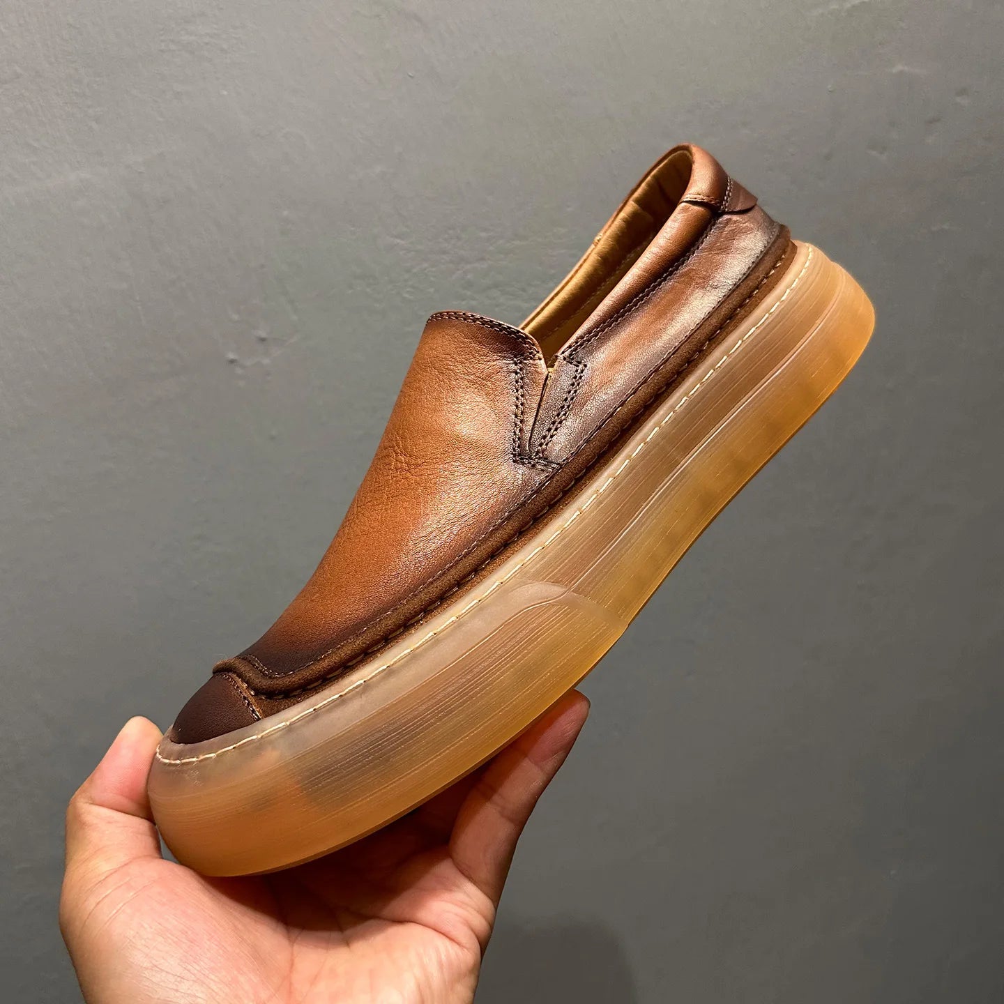 Solid Top Grain Leather Loafers