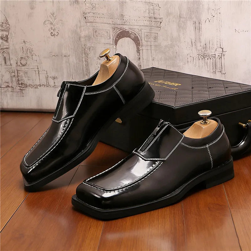 Square Pointed White Stitched Shoes