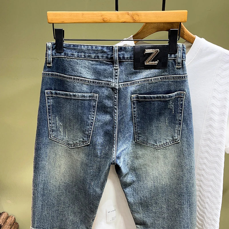 Splicing Patch Moto Biker Style Jeans