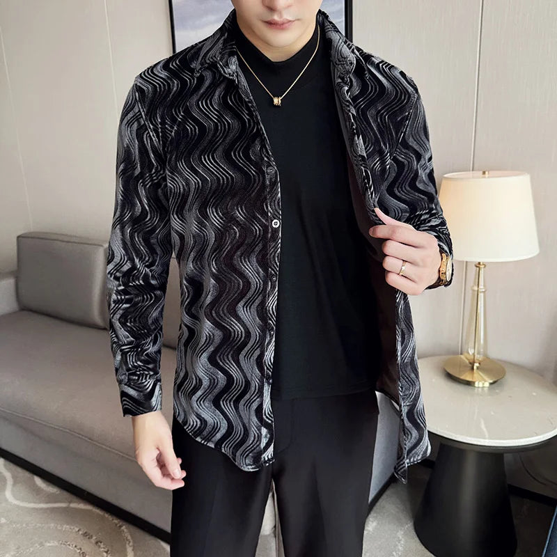 Dual-Layer Velvet Elegance Shirt