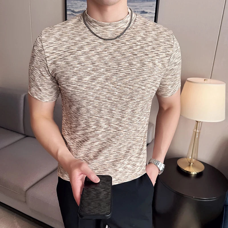 Half High Collar Slim-Fit Casual T-Shirt