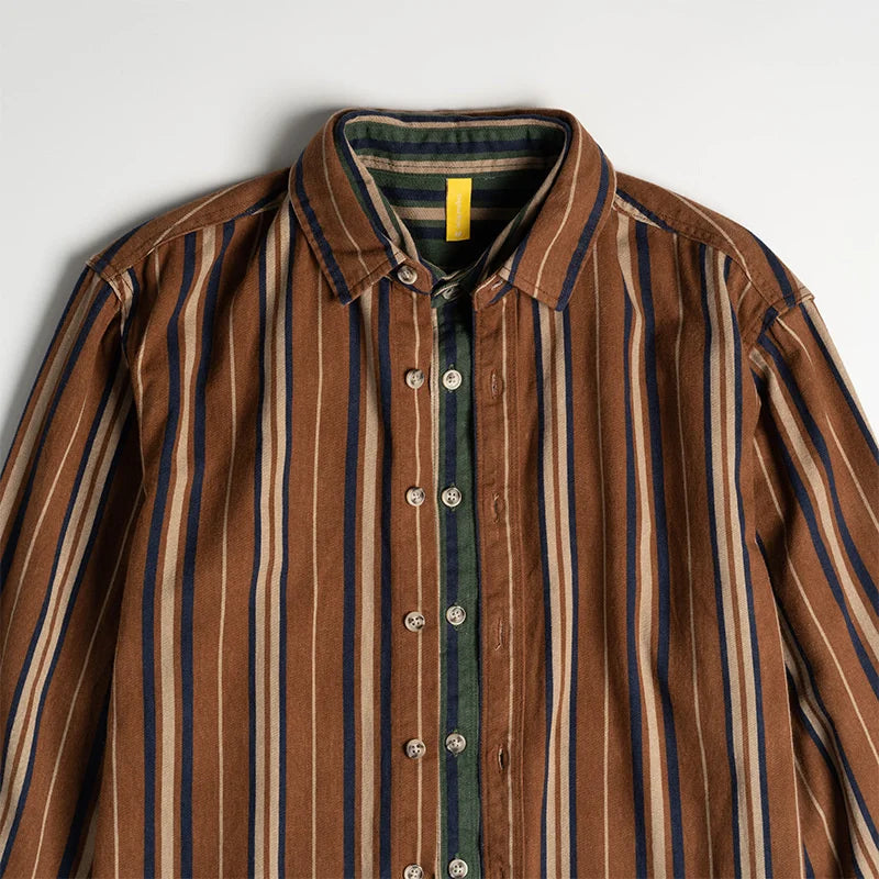 Vintage Vertical Striped Cotton Shirt