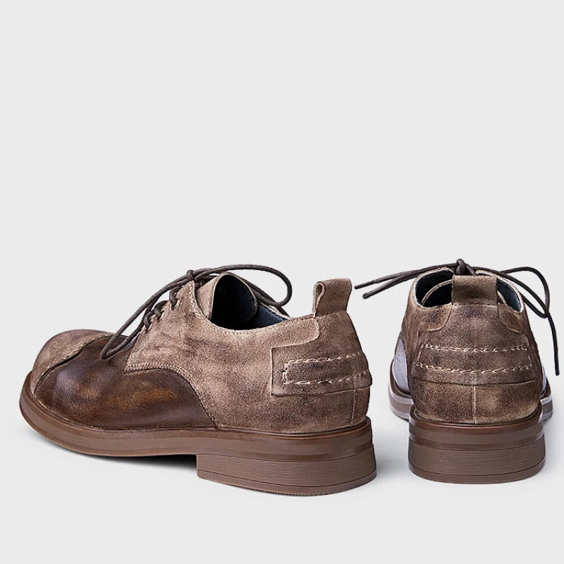 Retro Patchwork Genuine Leather Shoes