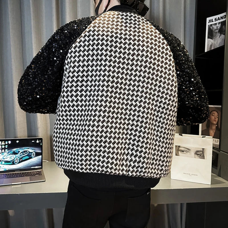 Luxury B&W Sequin Patchwork Jacket