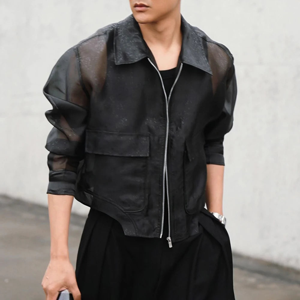 Sexy Mesh See-Through Zipper Jacket