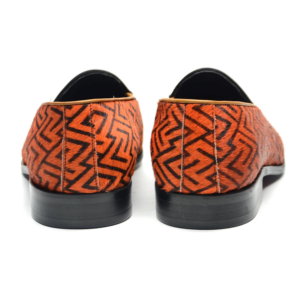 Unique Pattern Brown Black Loafers