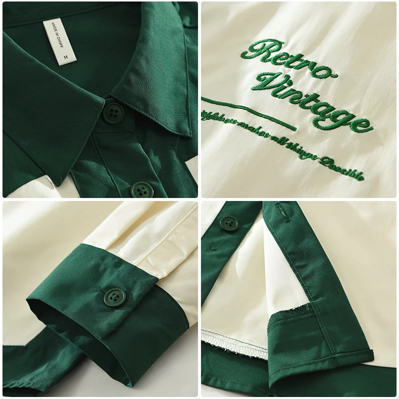 Casual Patchwork Turn-down Collar Shirt