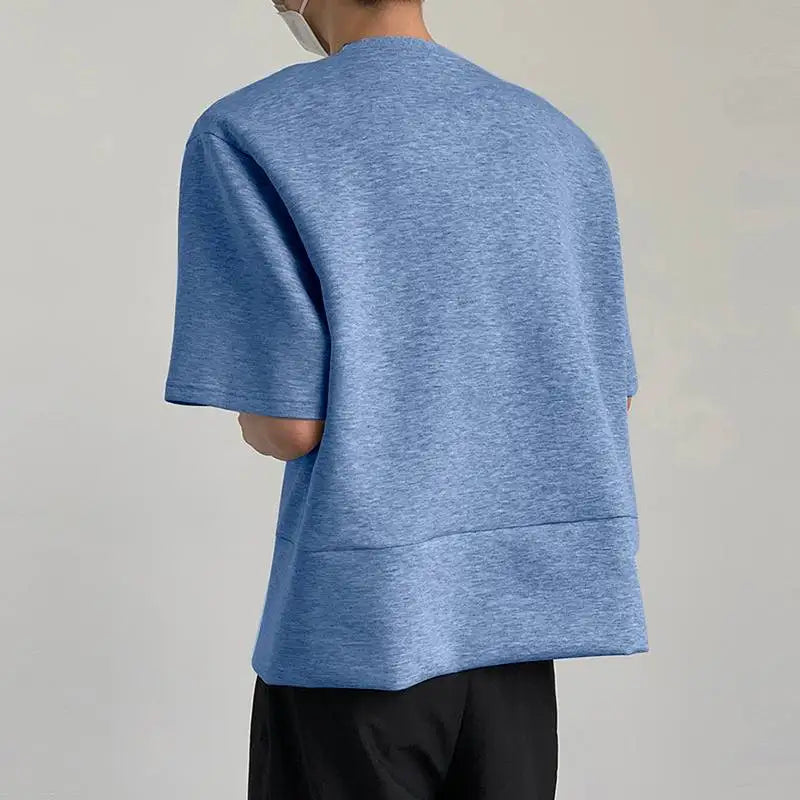 Irregular Solid O-Neck Zipper T-Shirt