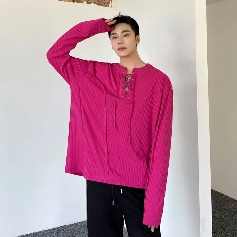 Loose Drawstring Long Sleeve T-Shirt