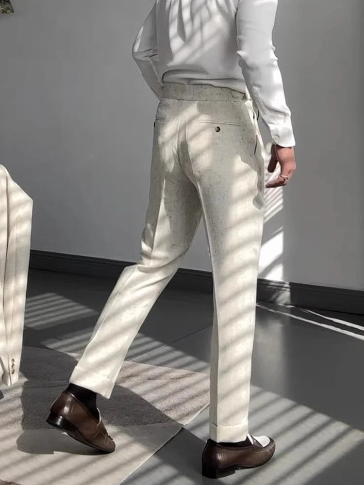 Classic Vintage Belt High Waist Trousers