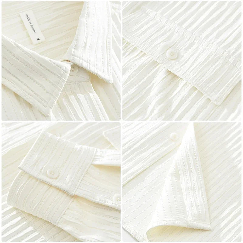 Casual Thin Pleated Solid Loose Shirt