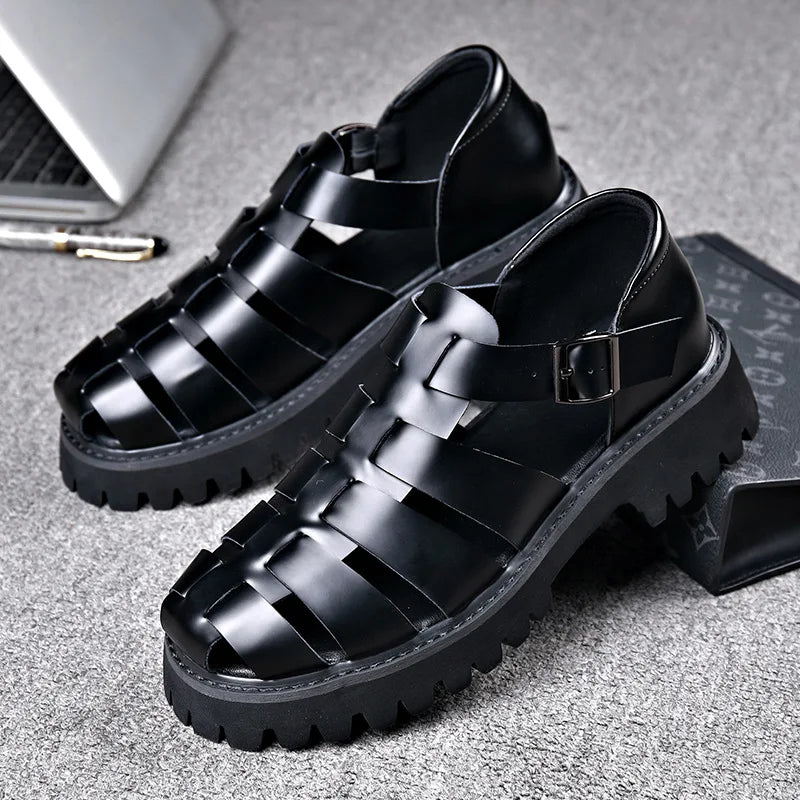 Platform Genuine Leather Hollow Out Sandals