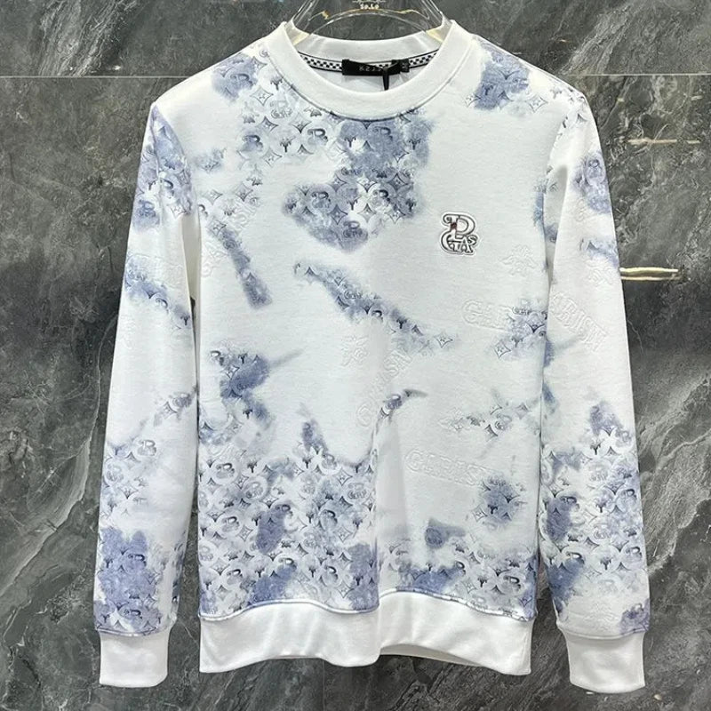 Geometric Tie-dye O-Neck Printing Sweater