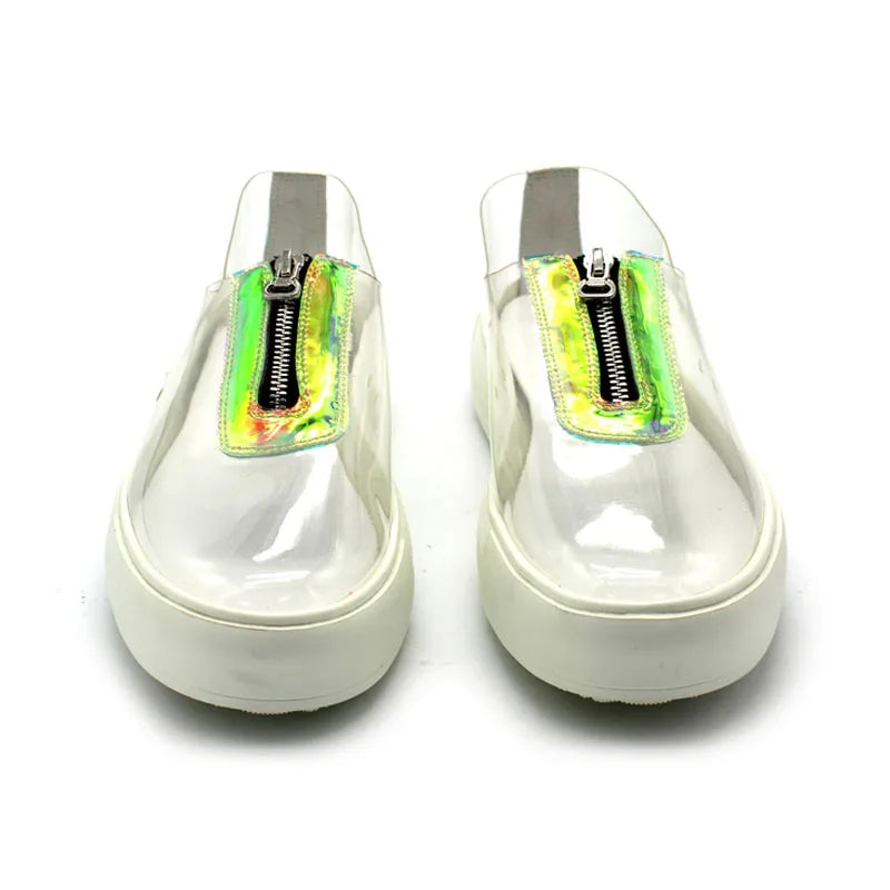 Transparent Thick Platform Zipper Sneakers
