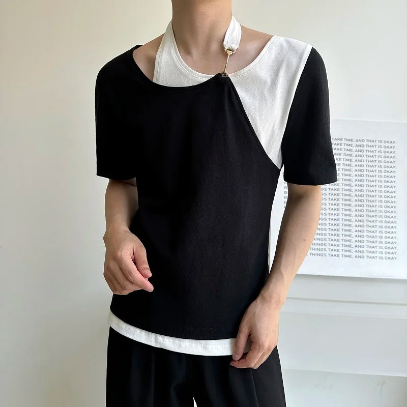 Irregular Design Fake Two-Piece T-Shirt