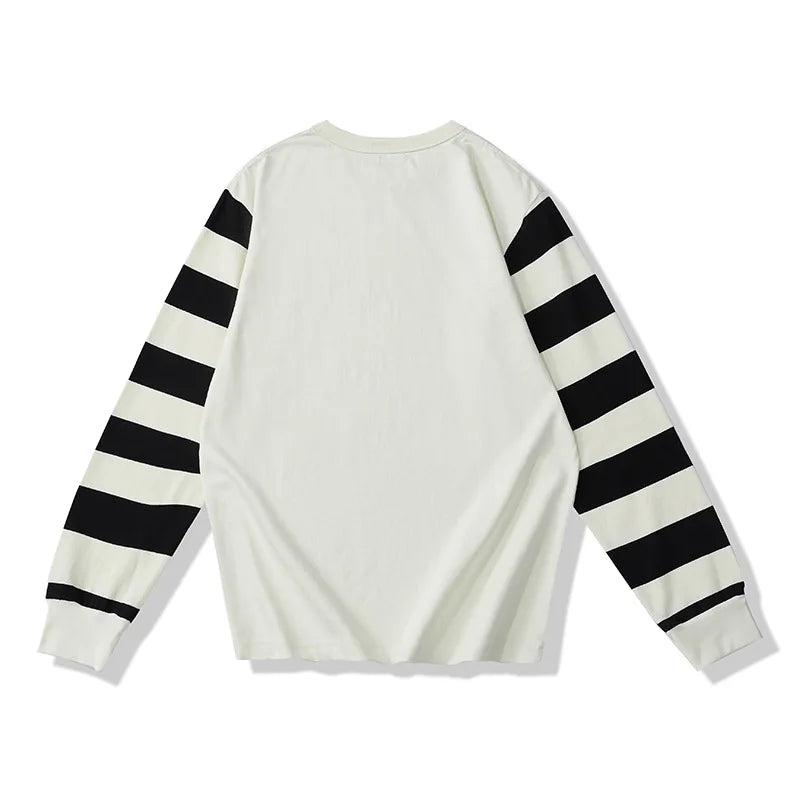 Fashion Stripe Sleeve Loose T-Shirt