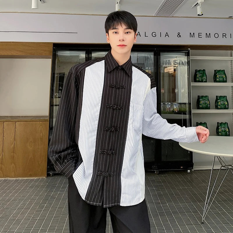 Striped Patchwork Long Sleeve Shirt