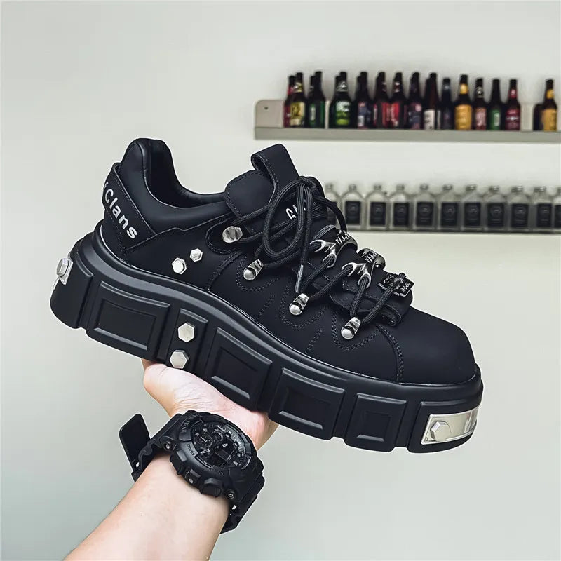 Thick Platform Split Leather Sneakers