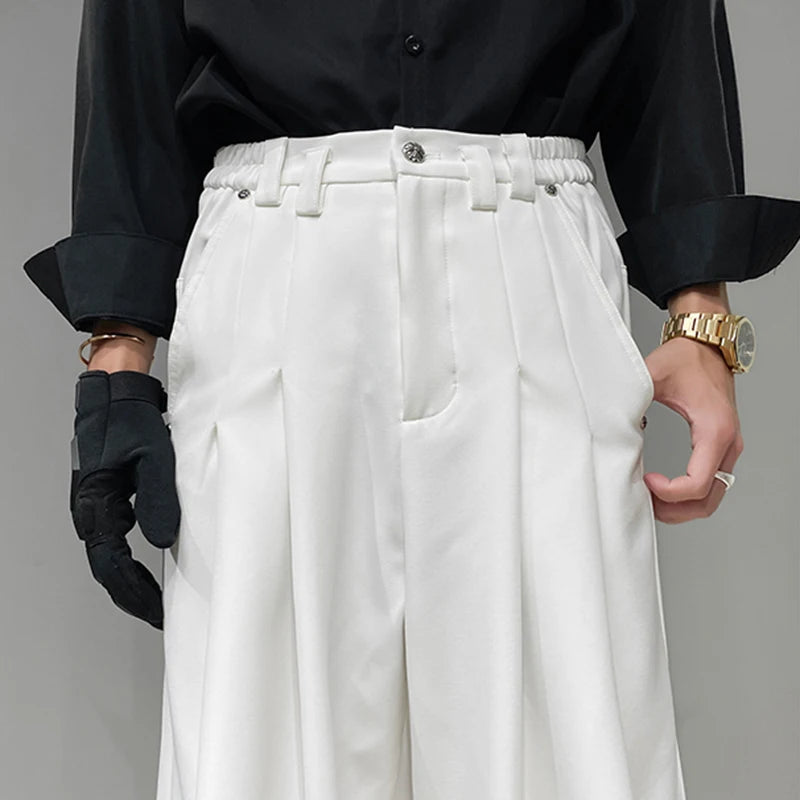 Pleated Design Loose Wide-Leg Trousers