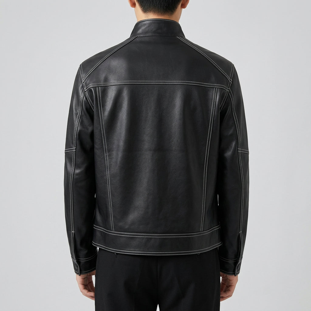 Y2k Matte Biker Outside Stitch Jacket