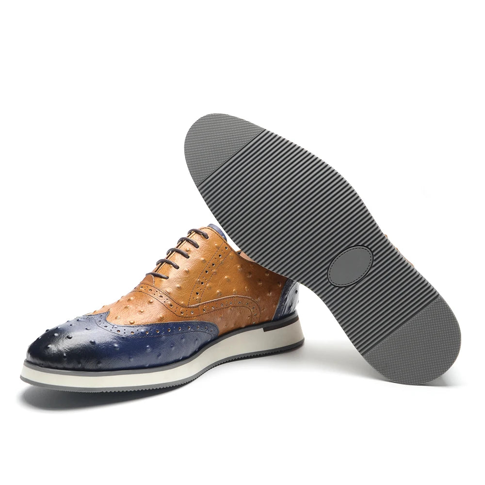 Mixed Color Ostrich Pattern Shoes