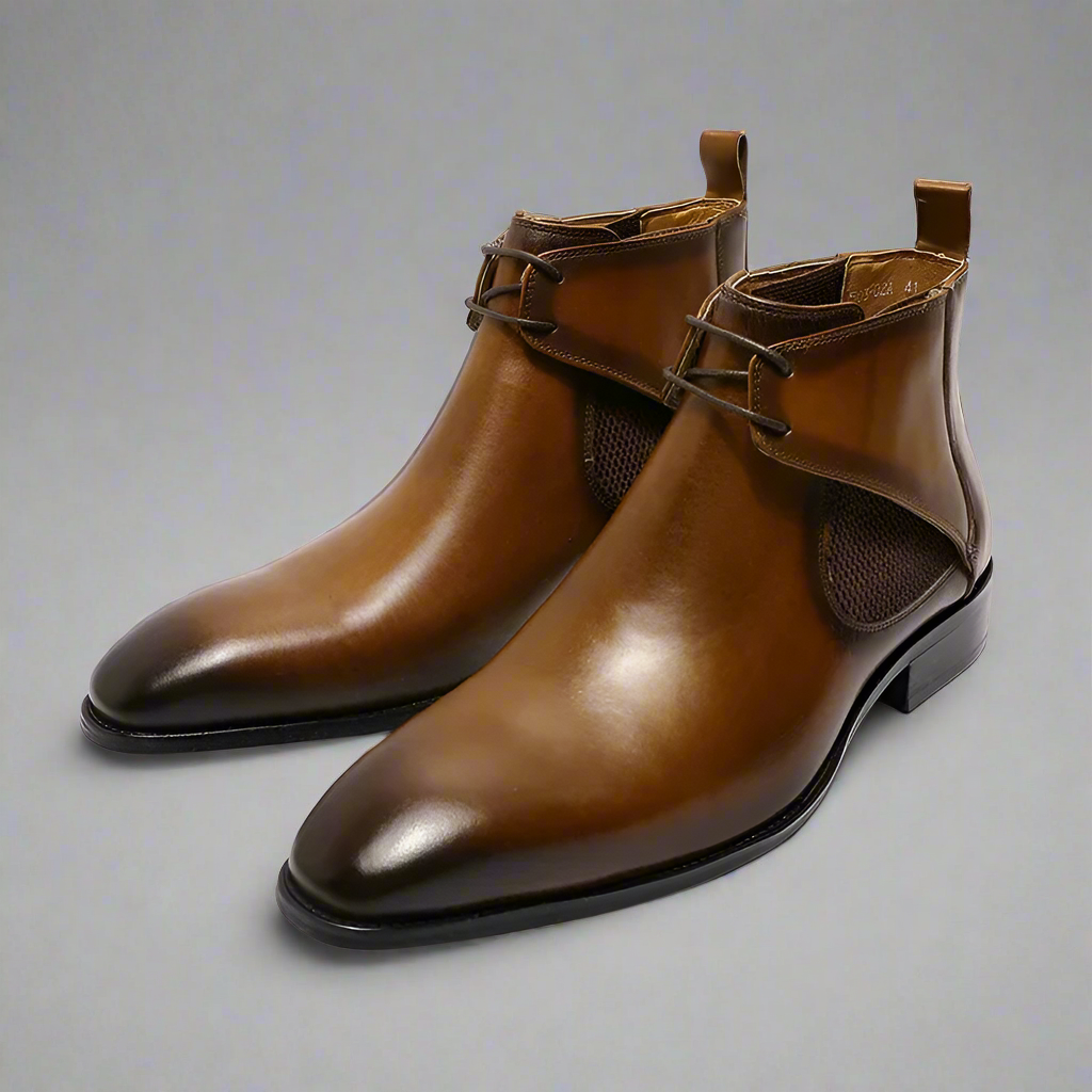 Sleek Color Style Genuine Leather Chelsea Boots