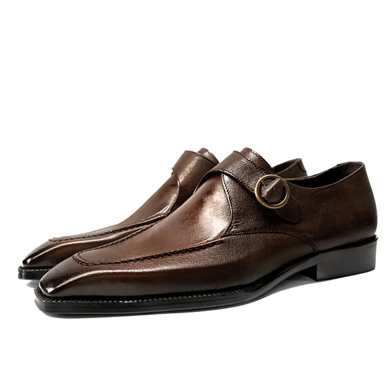 Luxury Buckle Strap Square Toe Shoes