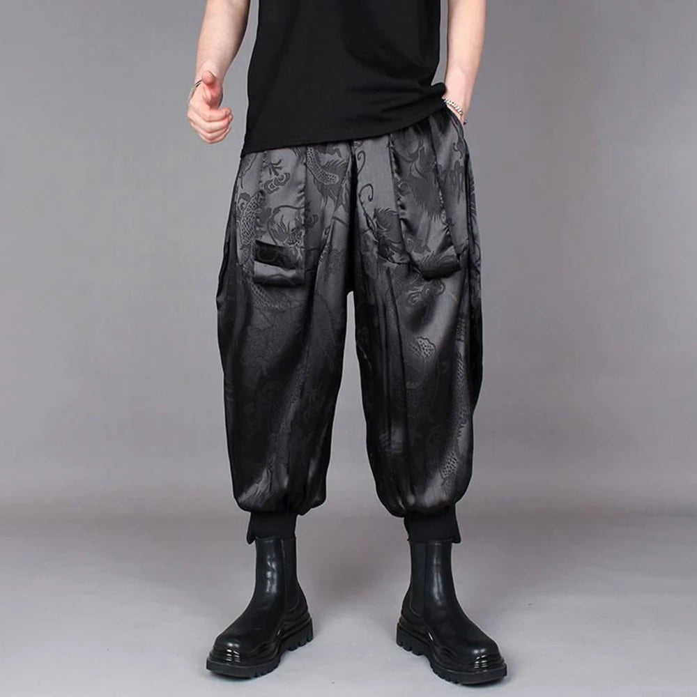 Dragon Jacquard Large Crotch Loose Pants