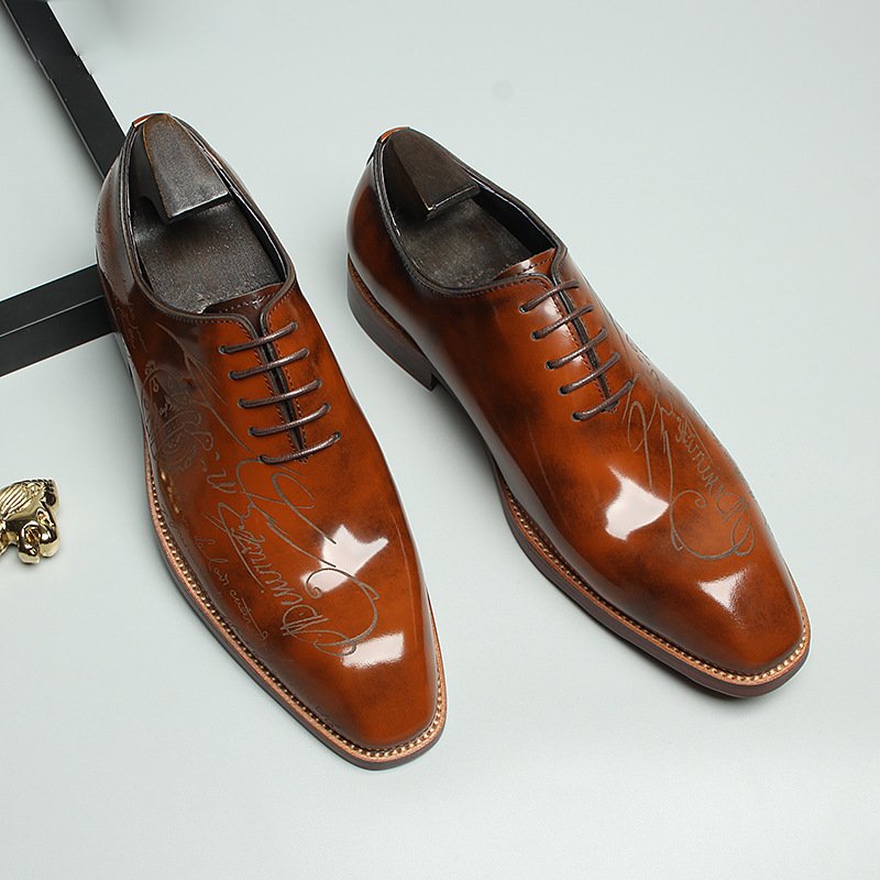 Luxury Engraved Leather Oxford Dress Shoes