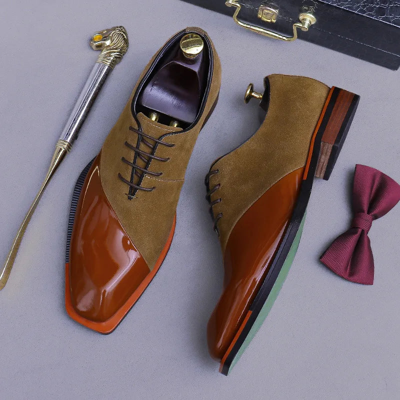 Suede Genuine Leather Sewing Oxfords Shoes