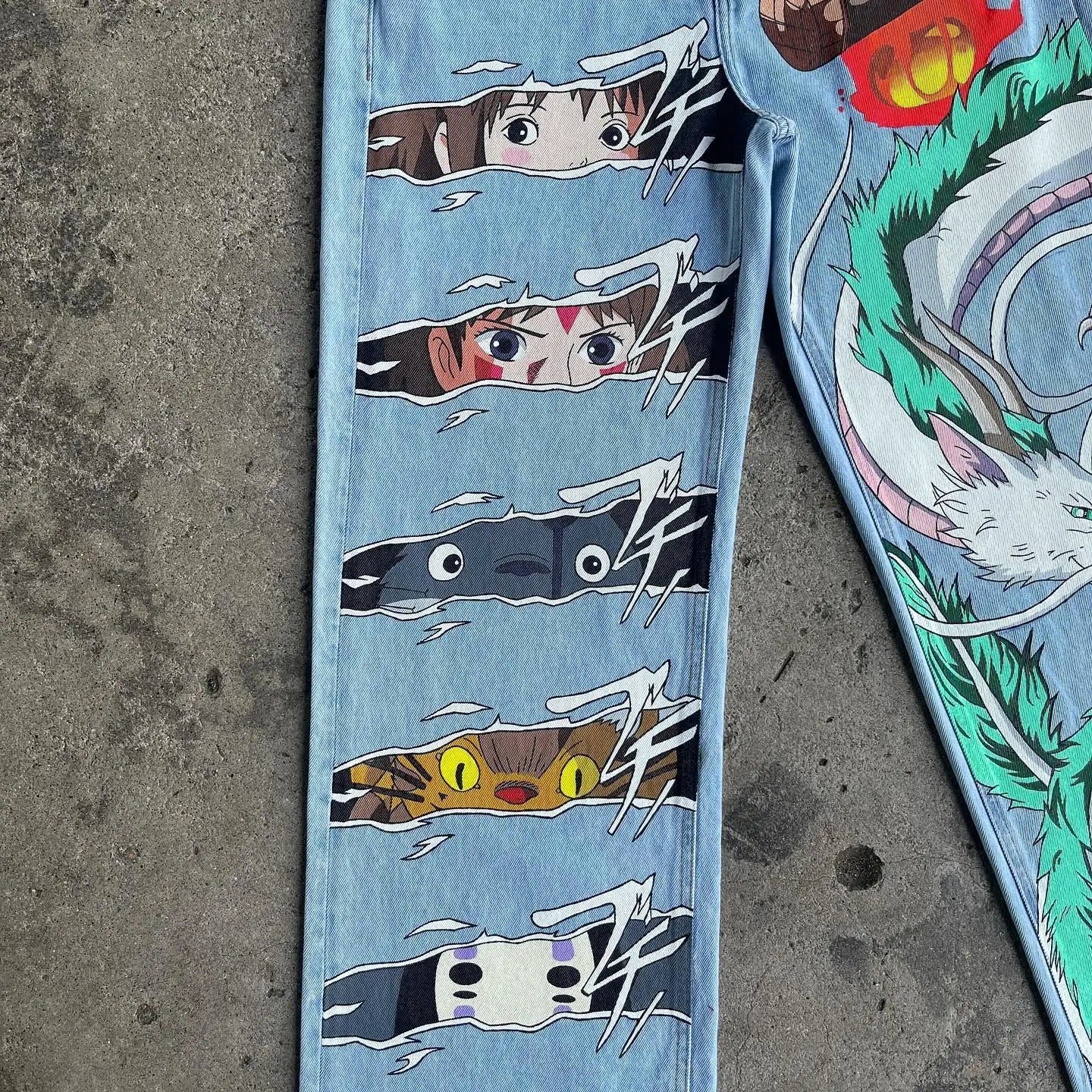 Harajuku Anime Graphic Printed Jeans