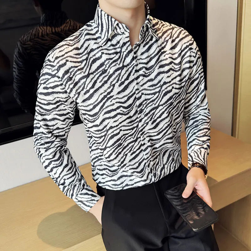 Zebra Pattern Anti-Wrinkle Broadcloth Shirt