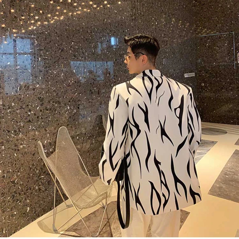 Zebra Pattern Cotton Polyester Blazer