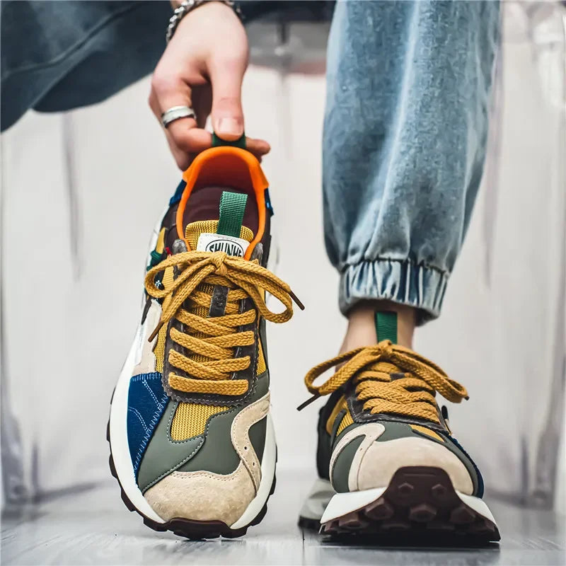 Color Patchwork Geometric Thick Sneakers