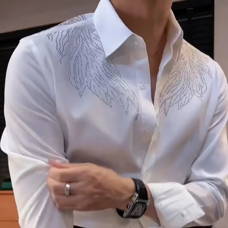 Solid Sparkle Rhinestone Decoration Shirt