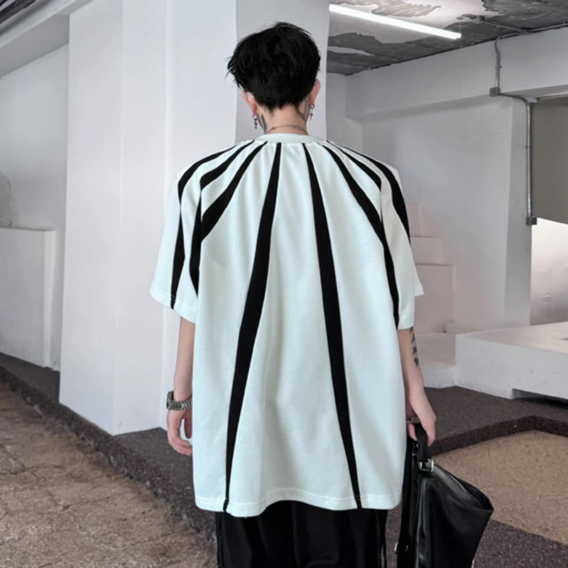 Contrast Stripe Patchwork Oversize T-Shirt