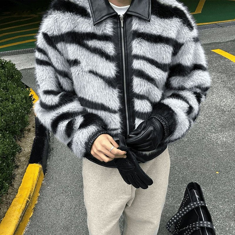 Tiger Pattern Fur Thick Jacket