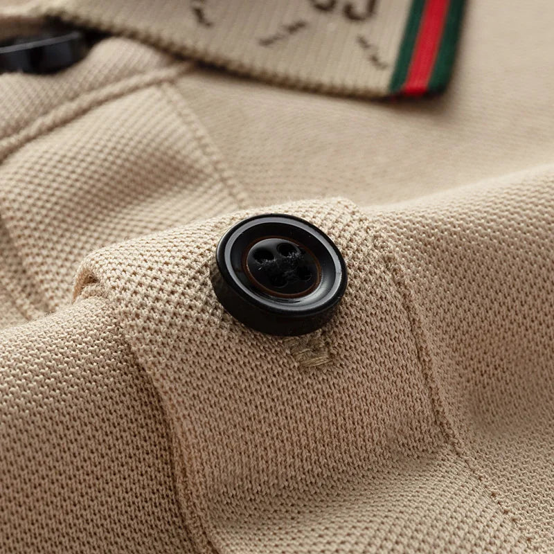 Collar Patterned Embroidery Polo Shirt