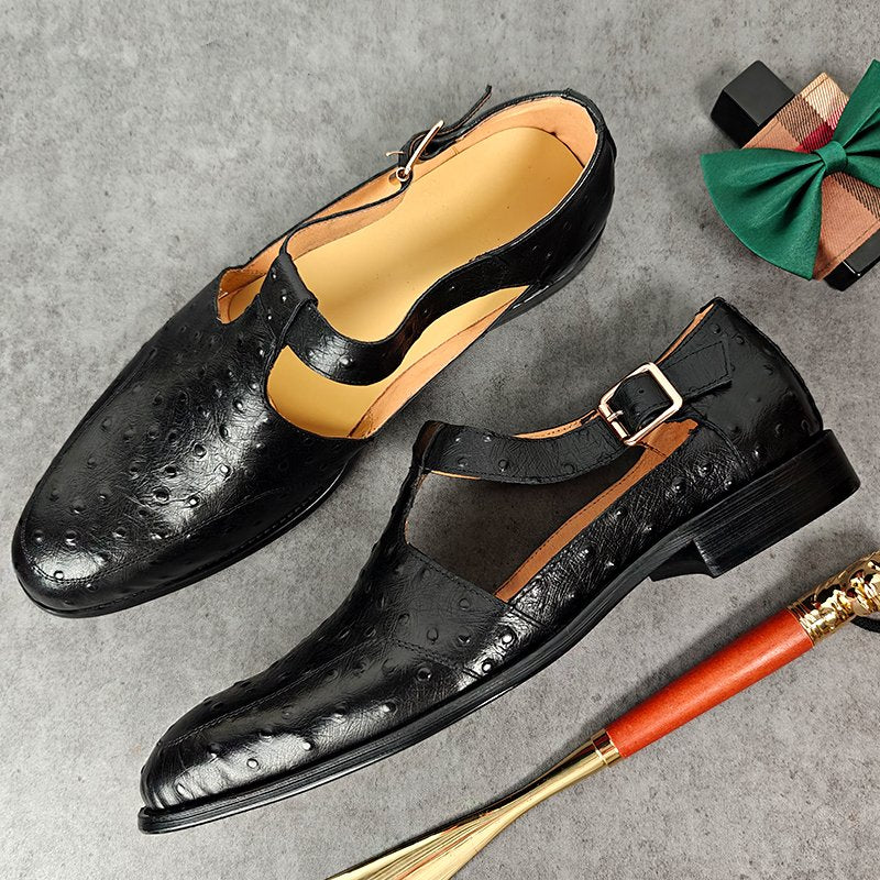 Black Genuine Leather Hollow Out Shoes