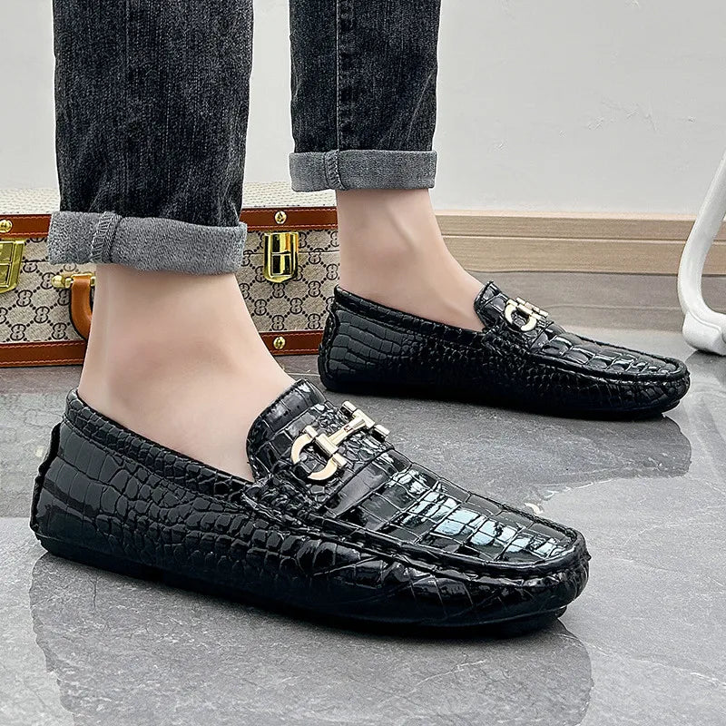 Luxury Snakeskin Split Leather Loafers